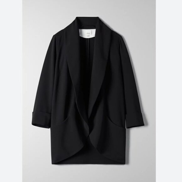 Aritzia Wilfred Chevalier Black Satin collar blazer - Picture 3 of 8